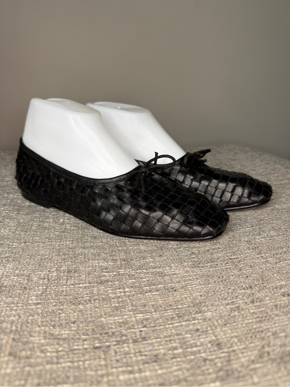 Quince Italian Leather Handwoven Square Toe Ballet Flat black 7 - Picture 2 of 11